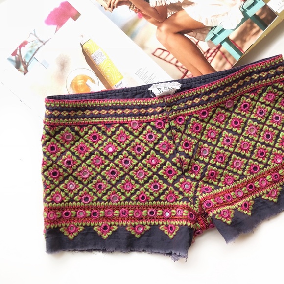 Free People Pants - Free People Ipanema Embellished Mirrored Shorts